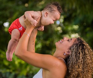 Piercen Groom with his mom, Allesha.