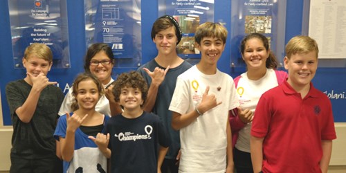 Keegan with this friends in group photo