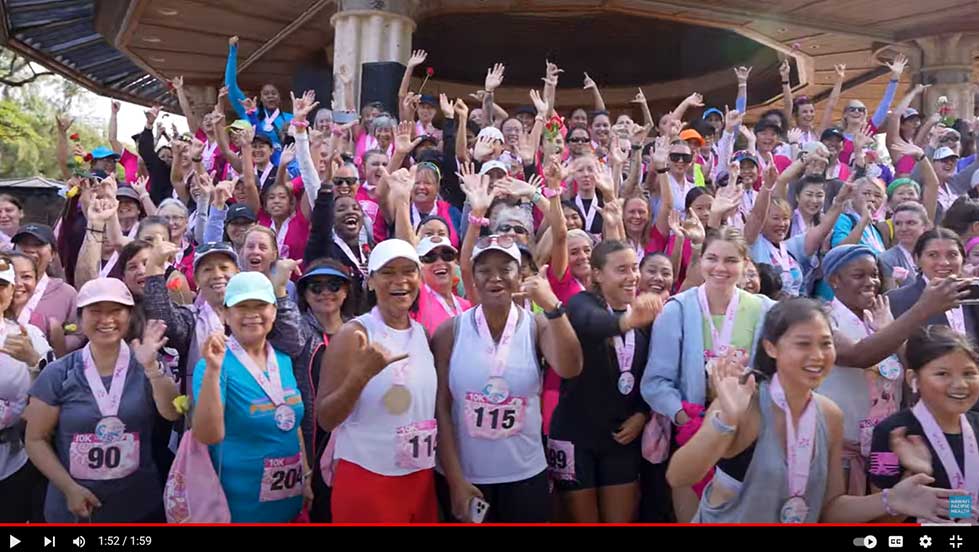 video thumbnail of medal-winning racers posing for pics
