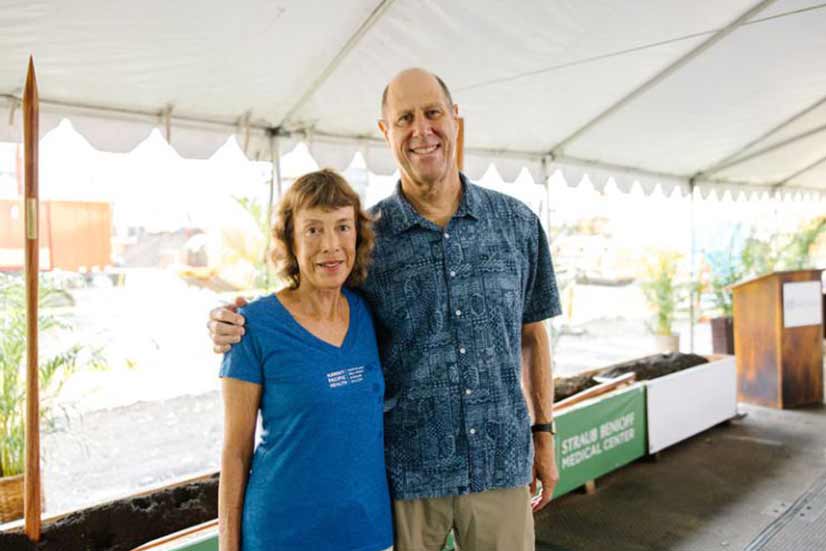 Dr. Burkert and Dr.Robbins pose together at the Straub Benioff Medical Center groundbreaking ceremony.