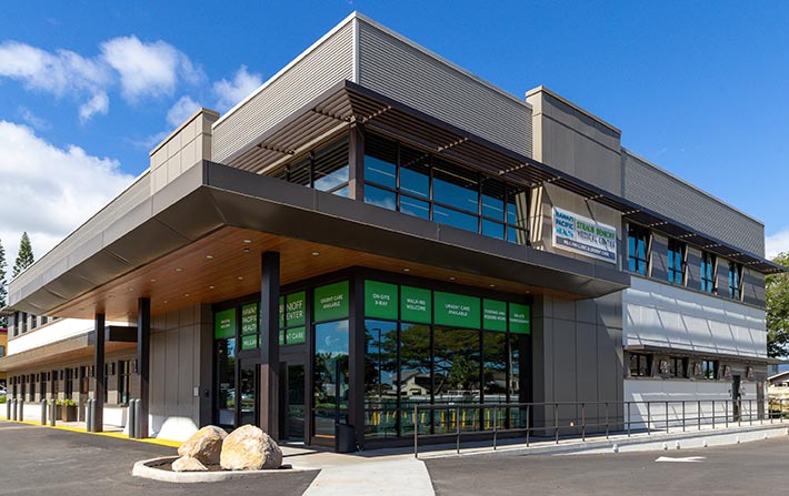 Exterior of  Mililani Clinic & Urgent Care building.