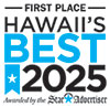 First Place Hawaii's Best Urgent Care 2025 awarded by the Honolulu Star-Advertiser