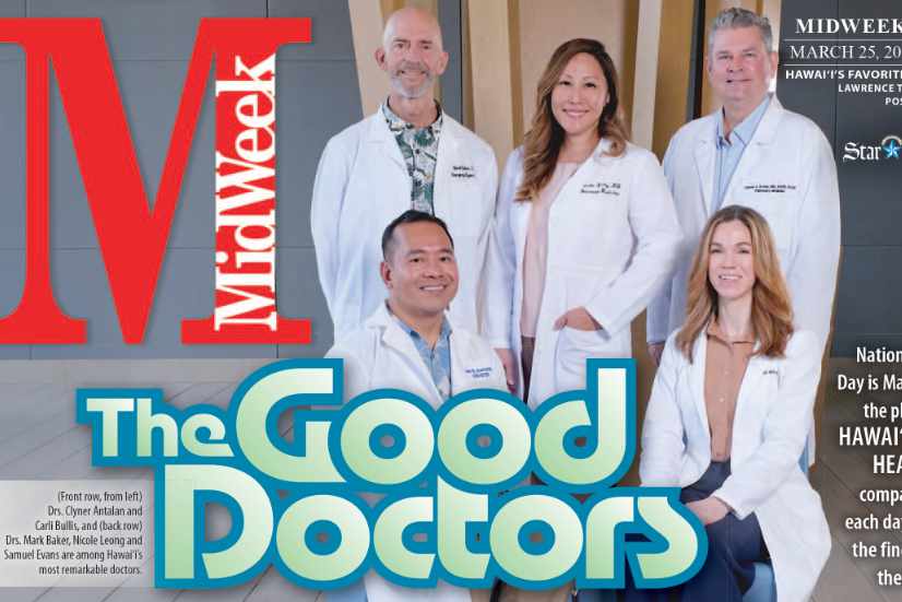 MidWeek cover showing 5 doctors in white coats with the headline, "The Good Doctors".
