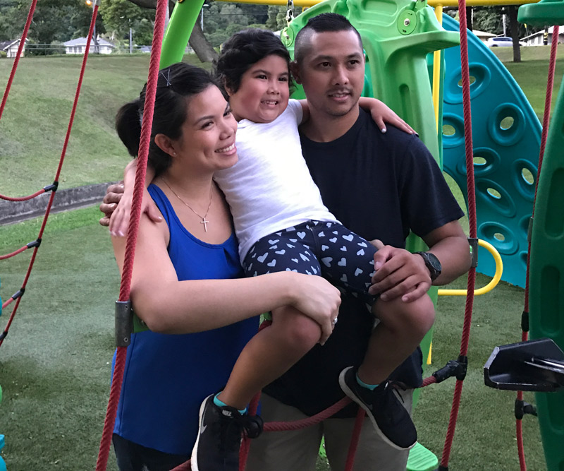 Mikaela Bland-Lessary with her family